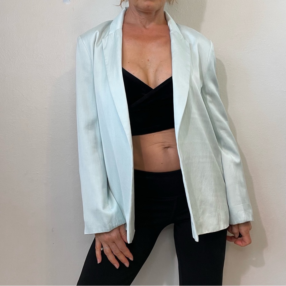 Satin mint blazer